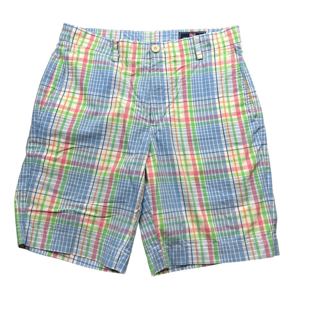 Vineyard Vines 32 Breaker Shorts Plaid Pockets Zipper